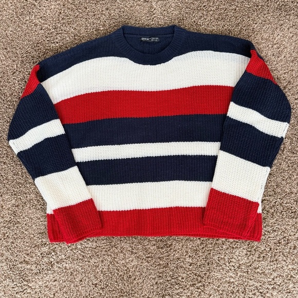 SHEIN Sweaters - SHEIN Women’s Crewneck Sweater - Navy, Red, and White Large
